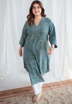 Eshal Ajrakh Cotton Hand Embroidered Kurta