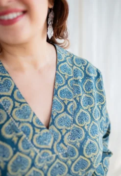 Eshal Ajrakh Cotton Hand Embroidered Kurta