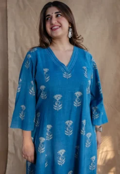 Eshma Dabu Slub Cotton Kali Kurta
