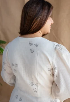 Eyza Dabu Slub Cotton Hand Embroidered Dress
