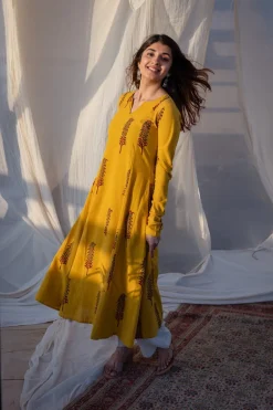 Fatima Ajrakh Kali Cotton Kurta