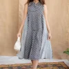 Feriha Black Hand Block Print Cotton A Line Dress