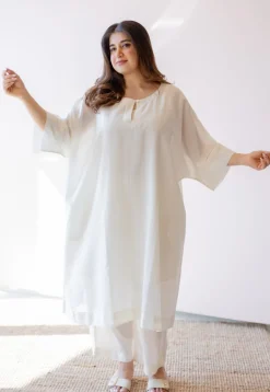 Geet Off White Solid Handloom Cotton Anti-Fit Kurta