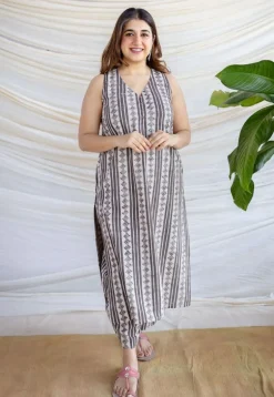Hanifa Grey Batik Cotton Straight Kurta