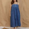 Hannah Indigo Dabu Cotton A Line Dress