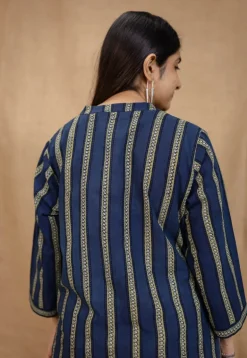 Hiba Indigo Ajrakh Cotton Straight Kurta