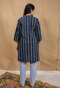 Hiba Indigo Ajrakh Cotton Straight Kurta