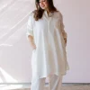 Hina Off White Solid Handloom Cotton Anti-Fit Kurta