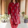 Hitanshi Madder Ajrakh Chanderi Silk A Line Kurta with Hand Embroidery