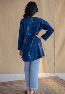 Huda Indigo Ajrakh Cotton Loose Short Top