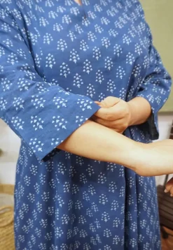 Indigo Dabu Cotton Kali Kurta