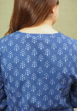 Indigo Dabu Cotton Kali Kurta