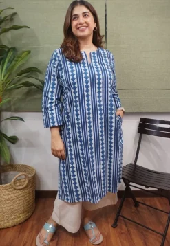 Indigo Dabu Cotton Kurta