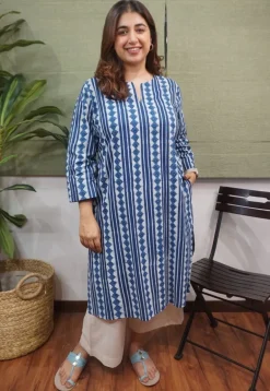 Indigo Dabu Cotton Kurta