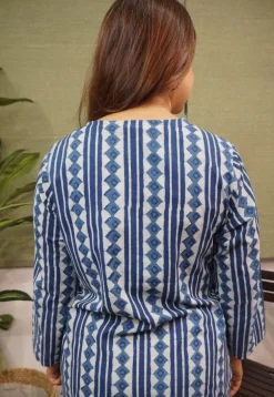 Indigo Dabu Cotton Kurta