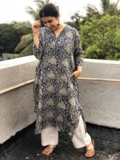 Indigo Kalamkari Kurta