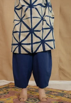 Indigo Solid Slub Cotton Afghan Pant