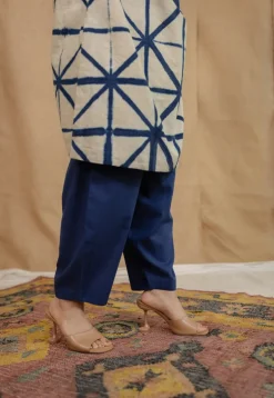 Indigo Solid Slub Cotton Afghan Pant