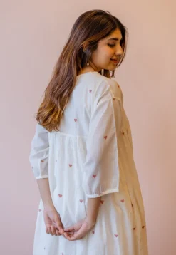 Isha Off White Jamdani Handloom Cotton A Line Kurta