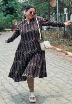 Ishrah Ajrakh Cotton Kali Kurta