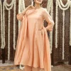 Ivurvi Peach Kali Chanderi Silk Gota Patti Kurta Set (Set of 3)