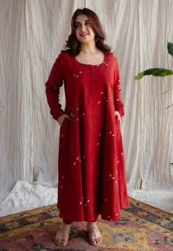 Jaipur Ajrakh Cotton Red Kali Kurta