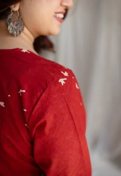 Jaipur Ajrakh Cotton Red Kali Kurta