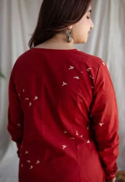 Jaipur Ajrakh Cotton Red Kali Kurta