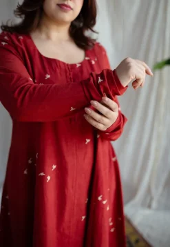 Jaipur Ajrakh Cotton Red Kali Kurta