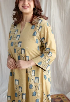 Jaipur Jharoka Ajrakh Cotton Hand Embroidered Kali Kurta