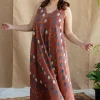 Jaipur Jharoka Brick Red Ajrakh Cotton A Line Dress
