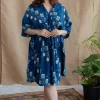 Jaipur Jharoka Indigo Ajrakh Cotton Loose Kaftan