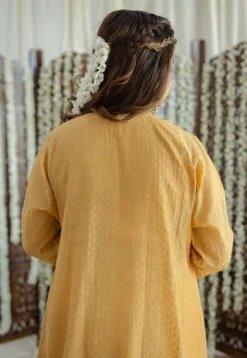 Jalsa Golden Chanderi Silk Jhabba Kali Kurta Set (Set of 3)
