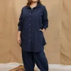 Jazza Navy Blue Ajrakh Cotton Straight Kurta