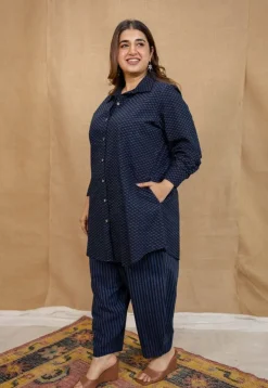 Jazza Navy Blue Ajrakh Cotton Straight Kurta