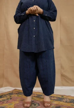 Jazza Navy Blue Ajrakh Cotton Straight Kurta