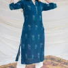 Jinal Slub Cotton Indigo Kurta