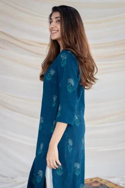 Jinal Slub Cotton Indigo Kurta