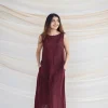 Jinisha Slub Cotton Brown Dress