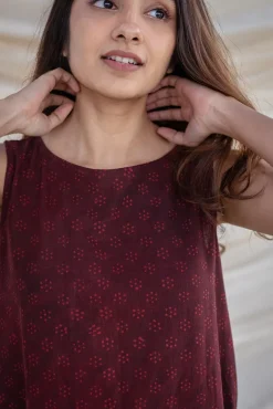 Jinisha Slub Cotton Brown Dress