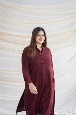 Jisha Slub Cotton Brown Kurta