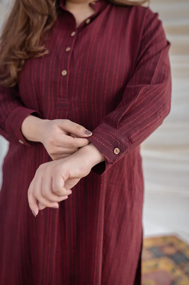 Jisha Slub Cotton Brown Kurta