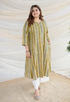 Kaina Green Batik Kali Cotton Kurta