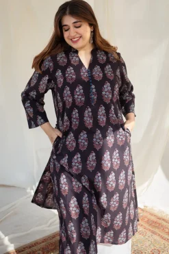 Kalindi Ajrakh Straight Cotton Kurta