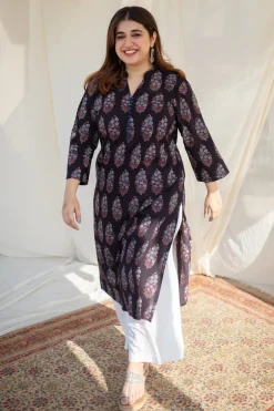 Kalindi Ajrakh Straight Cotton Kurta