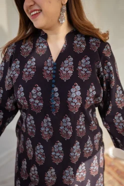 Kalindi Ajrakh Straight Cotton Kurta