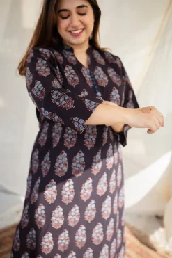 Kalindi Ajrakh Straight Cotton Kurta