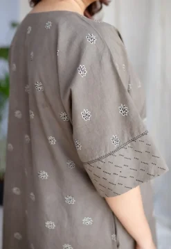 Kamal Ajrakh Cotton Hand Embroidered Co-Ord Set (Set of 2)