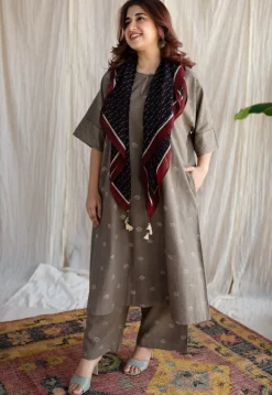 Kamal Ajrakh Cotton Hand Embroidered Co-Ord Set (Set of 2)