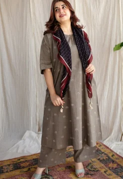 Kamal Ajrakh Cotton Hand Embroidered Co-Ord Set (Set of 2)